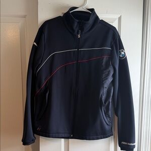 Puma Men’s Navy Lightweight Zip-Front Jacket with White & Red Piping